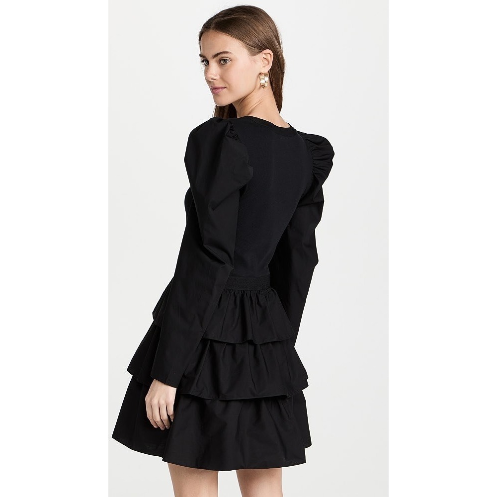 Ulla Johnson Women's‎ Amiri Black Puff Sleeve Tiered Ruffle Mini Dress- Size S - Picture 3 of 12